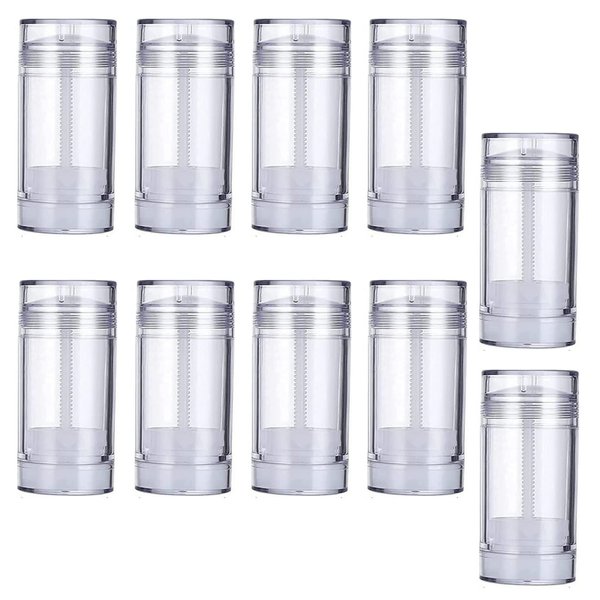 Minsily 10 Pcs 75ml Clear Empty Round Deodorant Containers 2.5 oz Twist Up Bottom Filling Stick Tube Plastic Lip Balm Tube Refillable Deodorant Bottle DIY Make Own Deodorant Lipstick Crayon Chapstick