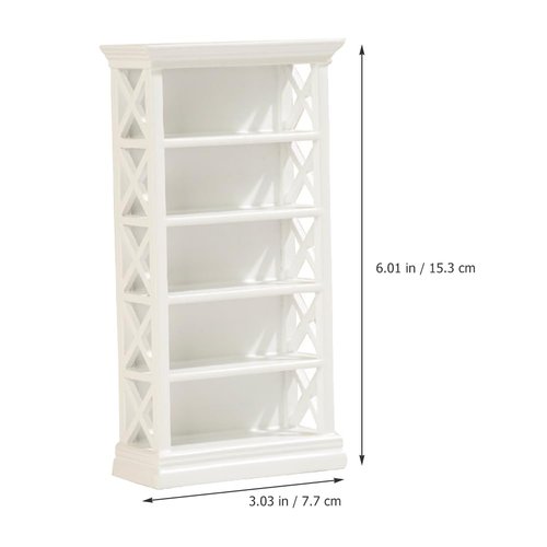 LUOZZY Miniature Bookshelf Model 1/12 Dollhouse Accessories Mini Cabinet Model Small Dollhouse Furniture Decor (White)