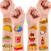 96 PCS Cute French Fast Food Hamburger Fries Pizza Temporary Tattoos Themed Birthday Party Decorations Supplies Favors Decor Yummy Tattoo Stickers Gifts For Kids Boys Girls School Prizes Carnival