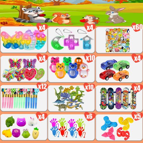 Dilycery 127 Pcs Party Favors for Kids, Treasure Box Toys for Classroom, Treasure Chest for Kids Prizes, Goodie Bags Stuffers Pinata Filler, Carnival Prizes, School Classroom Student Rewards