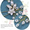 Heread Crystal Bride Wedding Hair Pins Flower Bridal Head Piece Pearl Hair Accessories for Women and Girls (Pack of 3) (C Gold)