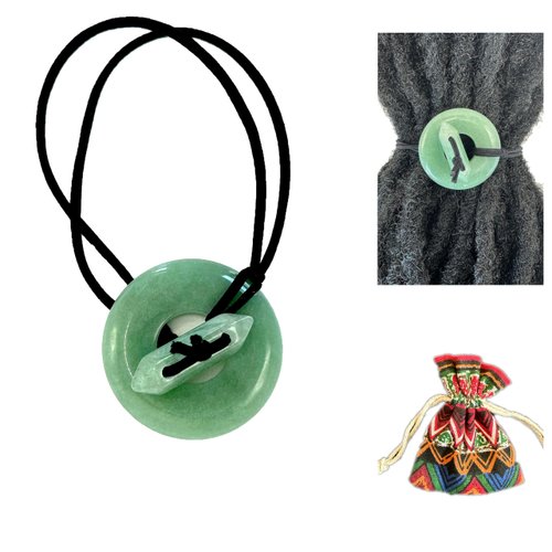 Nutty Natte Gemstone Knotted Elastic Hair Tie for Dreadlock and thick hair Ponytail Holders Loc Hair Accessories dread tie for Women Men (Green Aventurine)