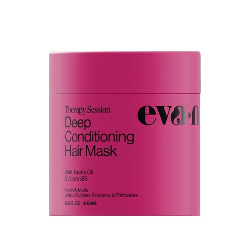 Eva NYC Therapy Session Deep Conditioning Hair Mask with Jojoba Oil + Argan Oil - Hydrate, Soften - Repair Hair Strength + Restore Damage - Sulfate Free - Warm Vanilla Scent - 13.5 fl oz