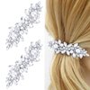WHAVEL 2PCS Pearl Hair Barrettes for Women, Pearl Hair Clips Rhinestone French Barrette Hair Clips Bridal Hair Pins Decorative Hair Accessories for Women Bride (Silver)