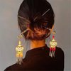 Lantern Light Tassel Hairpins Hair Stick Chinese Coiled Hair Antique Hair Pin Hair Accessories for Women 1 PC Red Bead