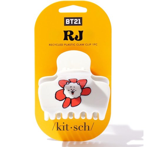 BT21 x Kitsch Recycled Plastic Puffy Medium Hair Clips for Women - Medium Claw Clips for Thin Hair | Claw Hair Clips for Short Hair | Medium Hair Claw Clips for Women | Cute Hair Claws for Girls, RJ