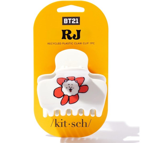 BT21 x Kitsch Recycled Plastic Puffy Medium Hair Clips for Women - Medium Claw Clips for Thin Hair | Claw Hair Clips for Short Hair | Medium Hair Claw Clips for Women | Cute Hair Claws for Girls, RJ