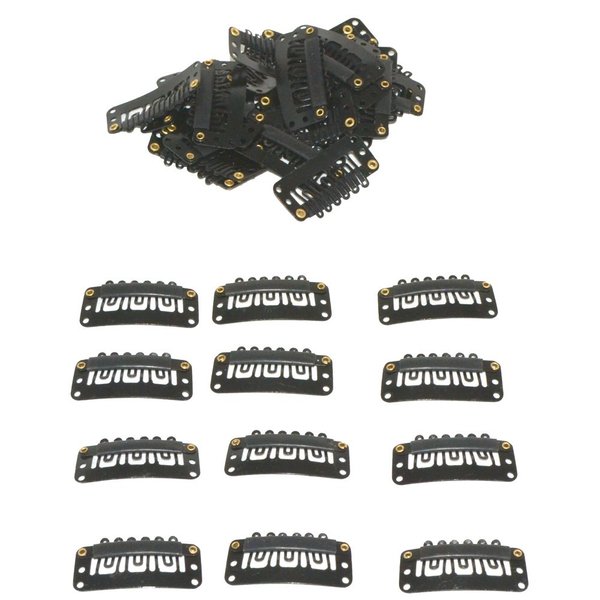 Geoot Snap Clips 50pcs U-shape Metal Clips for Hair Extensions DIY (Black)