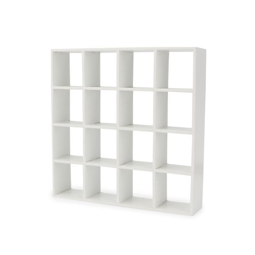 Miniature Furniture Wooden Storage Rack 16 Grid Shelves 1:12 Dollhouse Accessories Bookshelf Display Shelf Wall Rack Stand Mini House Scene Decoration (White)
