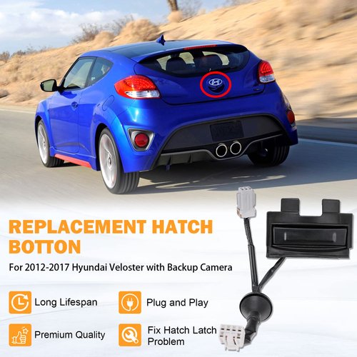 81260-2V010 Hatch Release Button with Camera Trunk Latch for 2012-2017 Hyundai Veloster Rear Back Hatch Release Switch Trunk Button Outside HDL Lock Assembly Tailgate Latch Replace # 812602V010