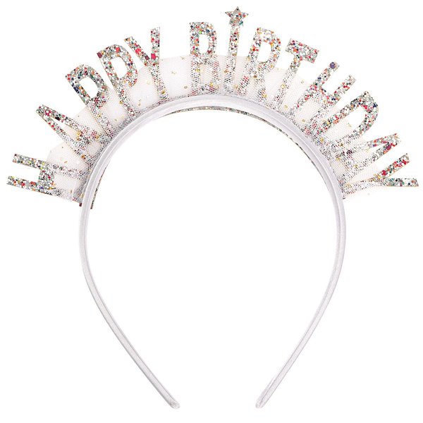 Aprince Silver Birthday Headband Birthday Crown Birthday Tiara Happy Birthday Headband Party Decorations Birthday Crown for Girls