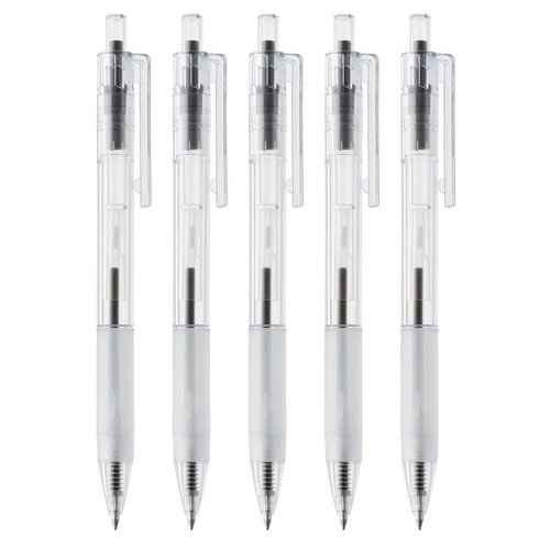 MUJI MoMA Polycarbonate Clear Ball Point Gel Pen Black 0.7mm 5pcs Made in Japan