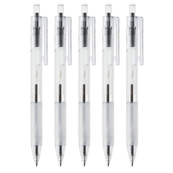 MUJI MoMA Polycarbonate Clear Ball Point Gel Pen Black 0.7mm 5pcs Made in Japan