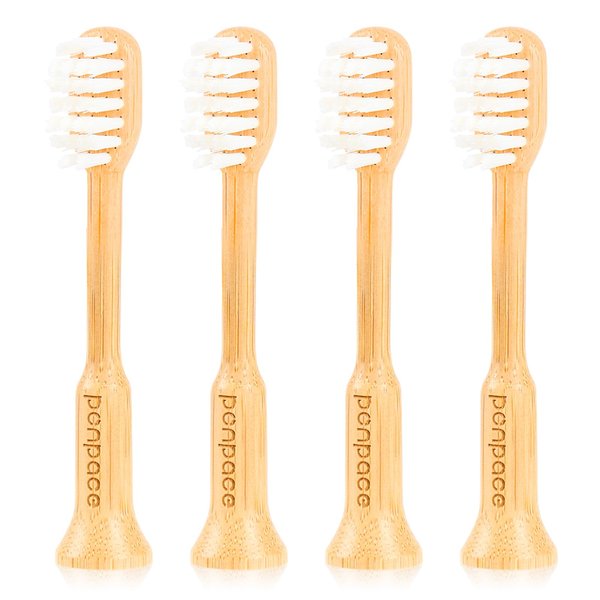 PONPACE Bamboo Toothbrush Heads Compatible with Lumineux, Extra Soft Castor-Oil Bristles for Sensitive Teeth, Eco-Friendly & Gentle Cleaning