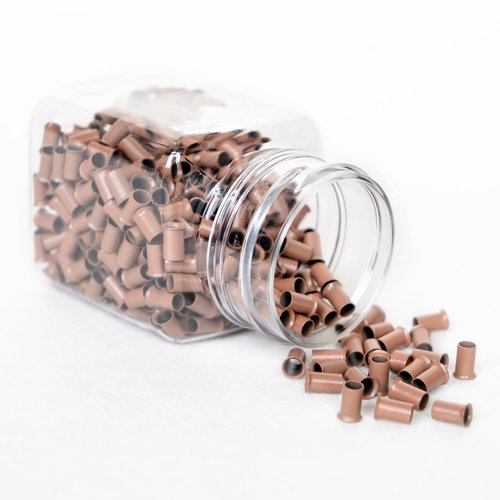 ColorYoung 500PCS 3.4mm Hair Beads for Extensions Copper Tubes Beads Locks for I-Tip Human Hair Extensions(Light Brown)