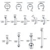 58PCS Body Piercing Kit Surgical Steel 14G 16G BCR CBR Labret Lip Rings Cartilage Daith Earrings Belly Button Rings Nose Septum Piercing Jewelry Needles Gloves Clamps Tools