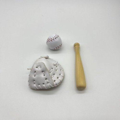 1 Sets Black of 1/12 Miniature Baseball Set Bat Glove and Ball Baseball Cake Decorations, Baseball Bat and Ball Set Miniature Sports Set Doll House for Desktop Decor Dollhouse Accessories