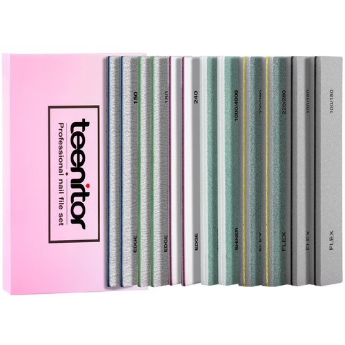 Teenitor 12pcs Nail Files and Buffers Set, Buffer Nail File 100/180 Fingernail Files for Women, Nail Buffer Block Emery Boards for Nails, 240 Grit Nail File