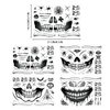 mdgfge 4 Sheet Halloween Face Skull Scary Temporary Tattoo Witch Zombie Makeup Kit Day of the Dead Makeup Face Tattoos Spider Web Bat Scar for Women Men Halloween Masquerade Party