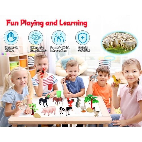 KECIABO Farm Animals Toy, 15 Pieces Plastic Farm Animals Figurines, Educational Learning Farm Playset Toys for Boys Girls Kids Toddlers…