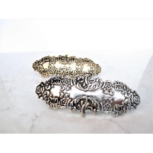 Silver or bronze metal viking nordic filigree hair clip barrette for fine thin (Primary color: Silver)