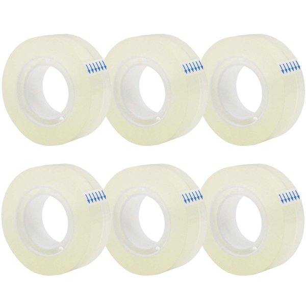 OWLKELA 6 Rolls Transparent Tape Refills, Clear Tape, All-Purpose Transparent Glossy Tape for Office, Home, School