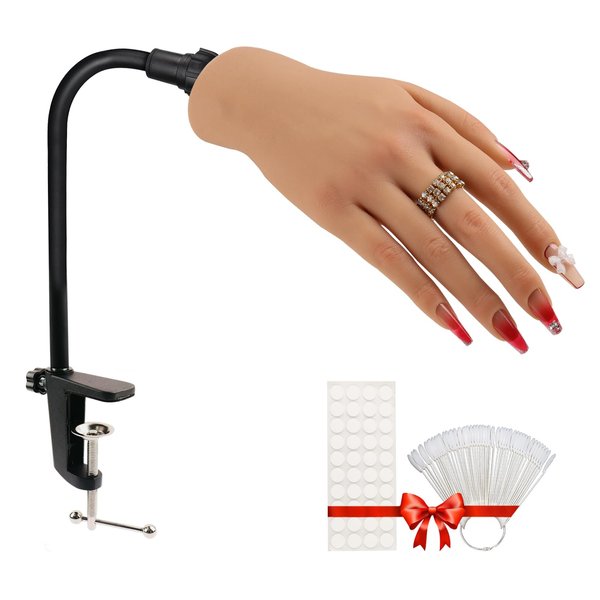Silicone Practice Hand for Acrylic Nails,Silicone Nail Hand Practice,Silicone Nail Hand for show,Fake Training Hand with Manicure Kits for DIY/Nail Salon Artists/Nail Artist（3#-right）