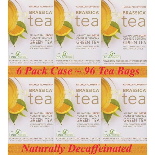 Brassica® DECAF. Green W/Orange Tea W/sgs~ 6 Boxes (96 Tea Bags)