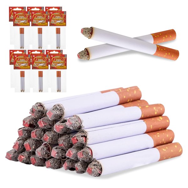 Playbees Fake Puff Cigarettes That Blow Smoke - 24 Pack - 3.25 Inch Faux Cigs with a Realistic Look - Prop for Prank, Halloween Costume, Movie, or Theater Play - Fun Gag Gift, Novelty Toy