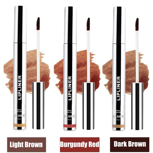 Aderier Lip Liner Peel Off Lip Liner Tattoo, 3Pcs Peel Off Lip Stain, Burgundy Red & Dark Brown & Light Brown Long Lasting Lip Stain Peel Off, Infused with Hyaluronic Acid & Vitamin E