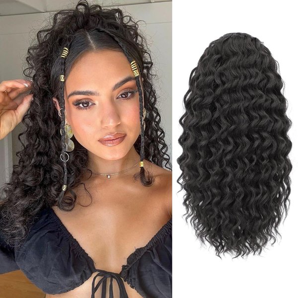 HANYUDIE Curly Ponytail Extension Drawstring Ponytail Extension for Black Women 18 Inch Ponytail Hair Extension for Daily Use 4#