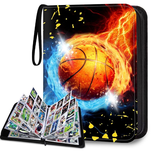 TsuiWah Basketball Card Binder 9-Pocket, Trading Card Binder, Sports Card Album Fits 900 Cards with 50 Removable Sleeves, Zipper Collectible Card Holder Organizer for Basketball, Sports Trading Cards