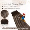 Ugeat 22 inch Tape in Real Human Hair Extensions Brown Balayage Hair Extensions Tape in Dark Brown Highlight Ash Brown Ombre Skin Weft Human Hair Tape in Hair Extensions 20Pcs 50G