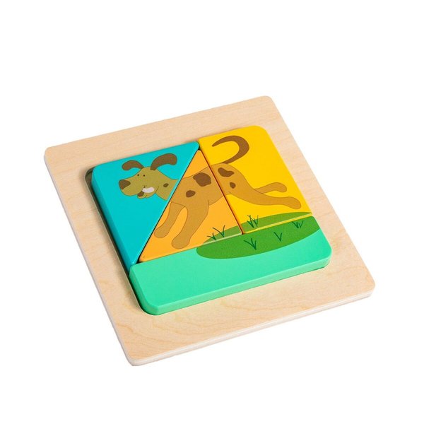 Mary Meyer LittleWood Puzzles Wooden Puzzle for Toddlers, Preschool Gift for 18+ Months, Fun & Educational Baby Toy, 5.5 x 5.5-Inches, Puppy