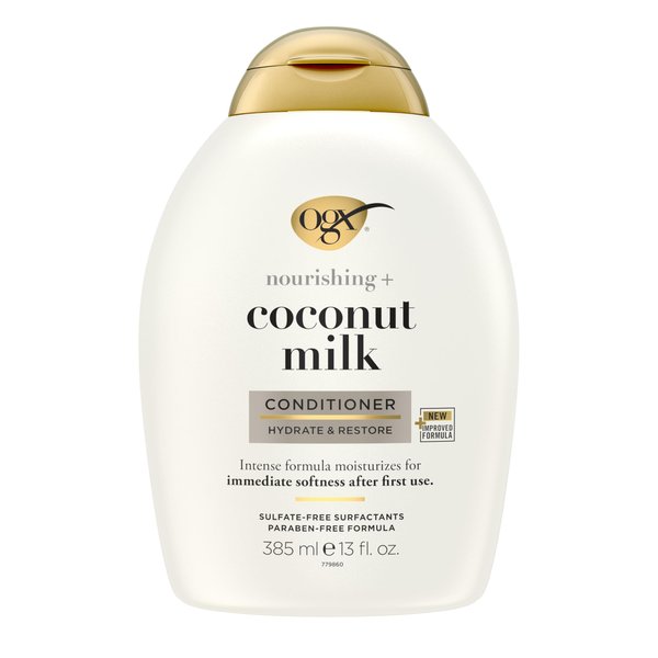 OGX Nourishing + Coconut Milk Conditioner, Hydrating & Restoring Conditioner Moisturizes for Soft Hair After the First Use, Parabens-Free, Sulfate-Free Surfactants, 13 fl. Oz