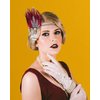 VENOFEN 1920s Feather Flapper Headband Vintage Style Headpiece Gatsby Party Headband Red Feather Headpiece Roaring 20s Headband for Women (Red)
