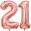 21 Balloon Number, 40 Inch Rose Gold Foil Balloons Giant Jumbo Helium Number 21 or 12 Balloons for Girls 21th 12th Birthday Decorations Anniversary Events Party Decorations (Rose Gold)