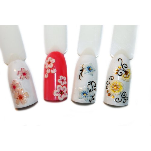 Pretty & Colorful Flowers Nail Art 3D Stickers Decals, 9-Pack/II-9/