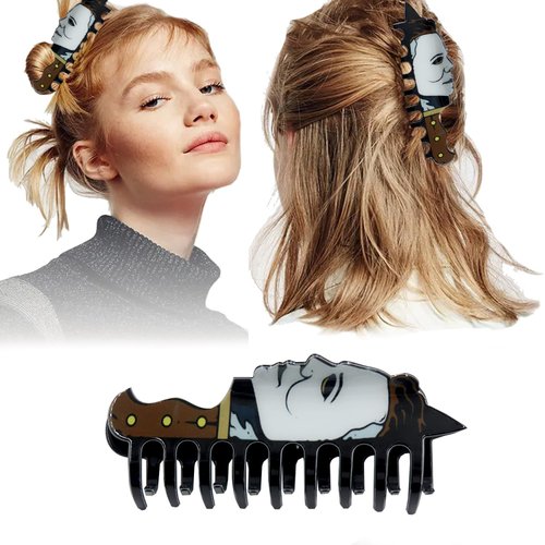 Dailyyart Creative Horror Faces Hair Clips, Ghostly Faces Hair Clip Grabbing Back Of Your Heads and Coiling Hair Fun Hair Accessories for Fans (Style 3)