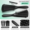 Hommtina 4pcs Detangling Brush Set Getting Shine and Makes Hair Smooth, Curly Hair Brush for Adult & Kids Wet or Dry Hair (3 PCS, Black+Black)