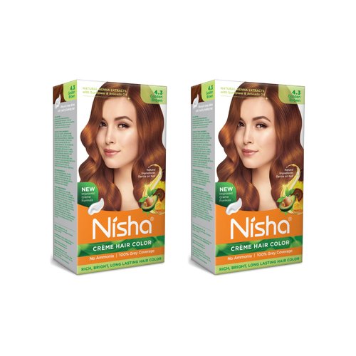 Nisha Creme Hair Color Golden Brown (pack of 2)