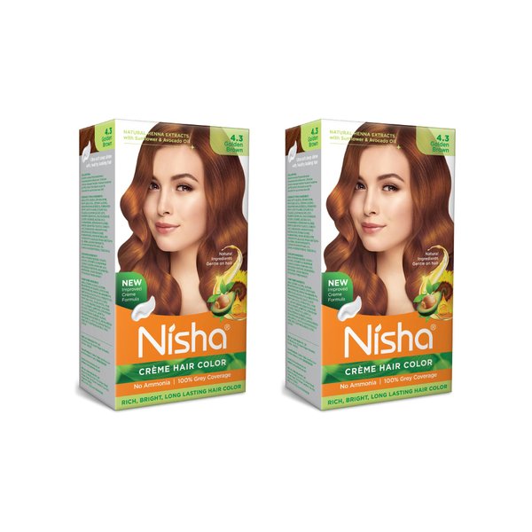 Nisha Creme Hair Color Golden Brown (pack of 2)