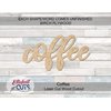 Coffee Wood Words, Wood Cutouts for crafts, Laser Cut Wood Shapes 5mm thick Baltic Birch Wood, Multiple Sizes Available