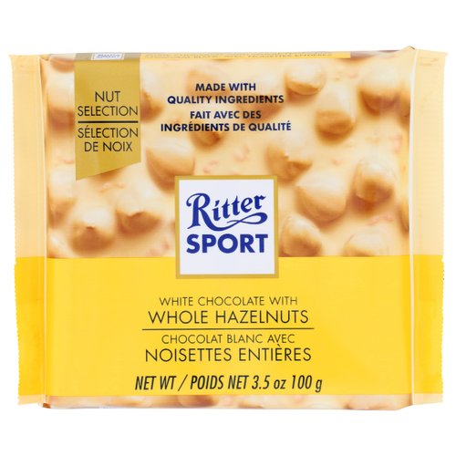 Ritter Sport, White Chocolate with Whole Hazelnuts, 3.5-Ounce Bars (Pack of 10)