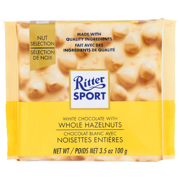 Ritter Sport, White Chocolate with Whole Hazelnuts, 3.5-Ounce Bars (Pack of 10)