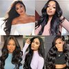 5x5 Transparent HD Lace Closure Body Wave human hair closure 12A Brazilian Virgin Human Hair Closure Free Part 100% Human Hair Extensions Pre Plucked Natural Black (18 Inch)