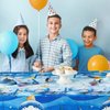 WERNNSAI Shark Party Supplies Set-33 Pcs Blue Ocean Birthday Party Decorations Disposable Under The Sea Party Tablecloth Plates Napkins for Boys Baby Shower Ocean Shark Theme Party Serve 16 Guests