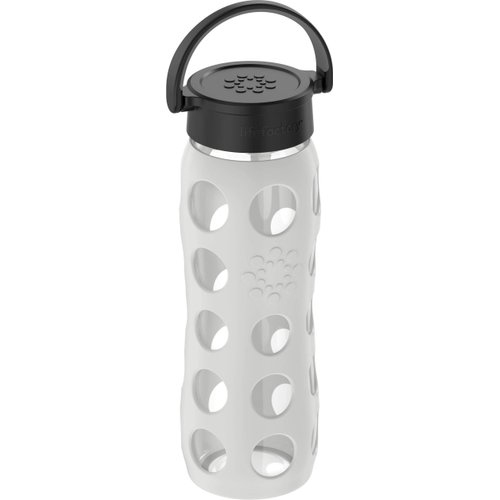 Lifefactory 22-Ounce Glass Water Bottle with Classic Cap and Protective Silicone Sleeve, Stone Gray