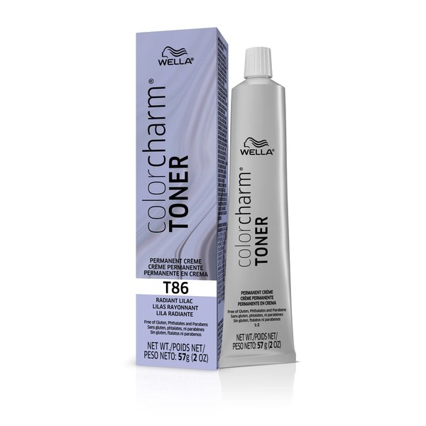 WELLA Color Charm Permanent Crème Toner, Free of Animal-Derivied Ingredients, Parabens Free, Gluten Free, T86 Radiant Lilac, 2 oz