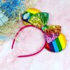 Xepeelo Pride Day Headbands Rainbow Hairband Mouse Ears Bow Hair Hoop Design Gay Pride Hair Band Festive Costume Decoration for Adults Pride Equality Parades and Celebrations